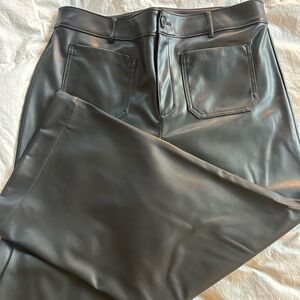 NWT Black Faux Leather Wide Leg Pants 26 " inseam